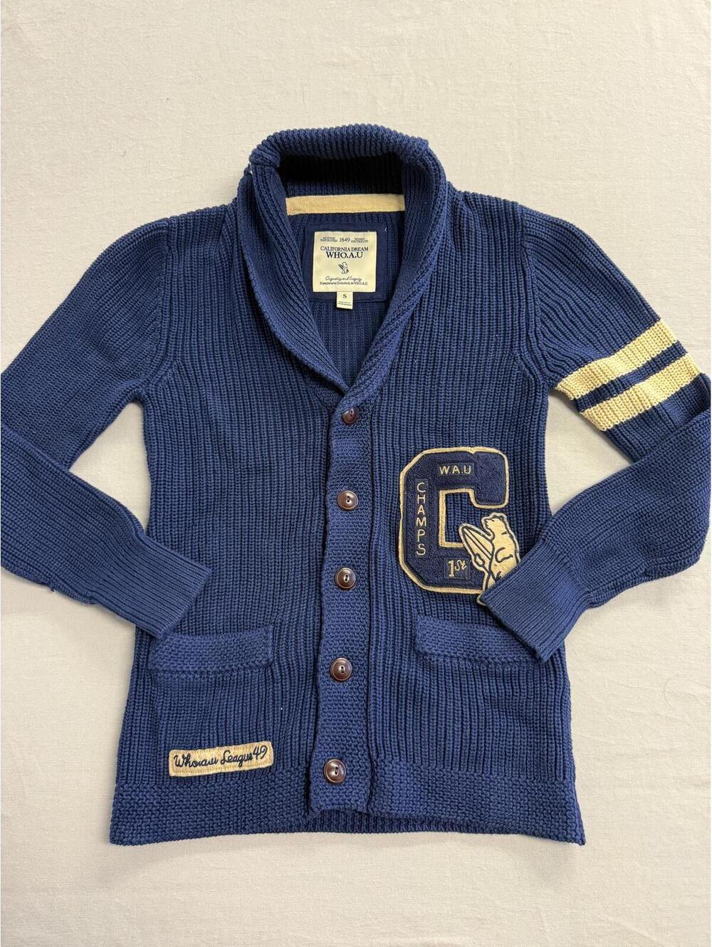 Vintage California Varsity Sweater Cardigan Surfing Bear - S